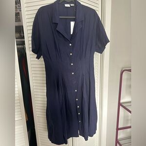 Halston Navy Button-Up Dress